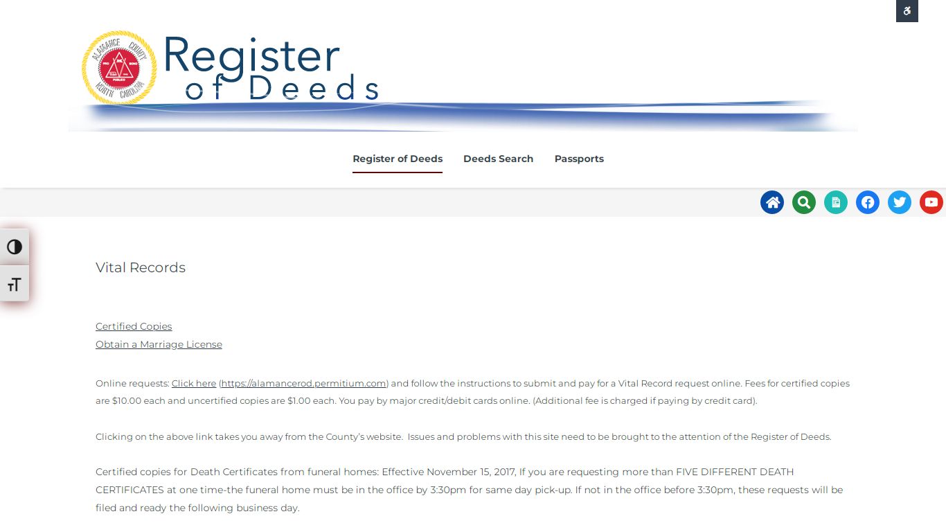 Vital Records – Register of Deeds