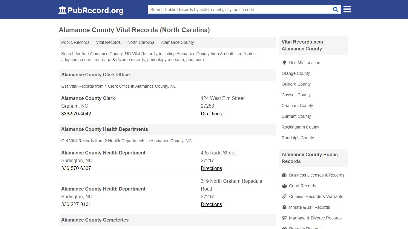 Alamance County Vital Records (North Carolina)